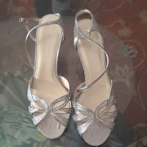 Caparros Metallic Silver Strappy Heels